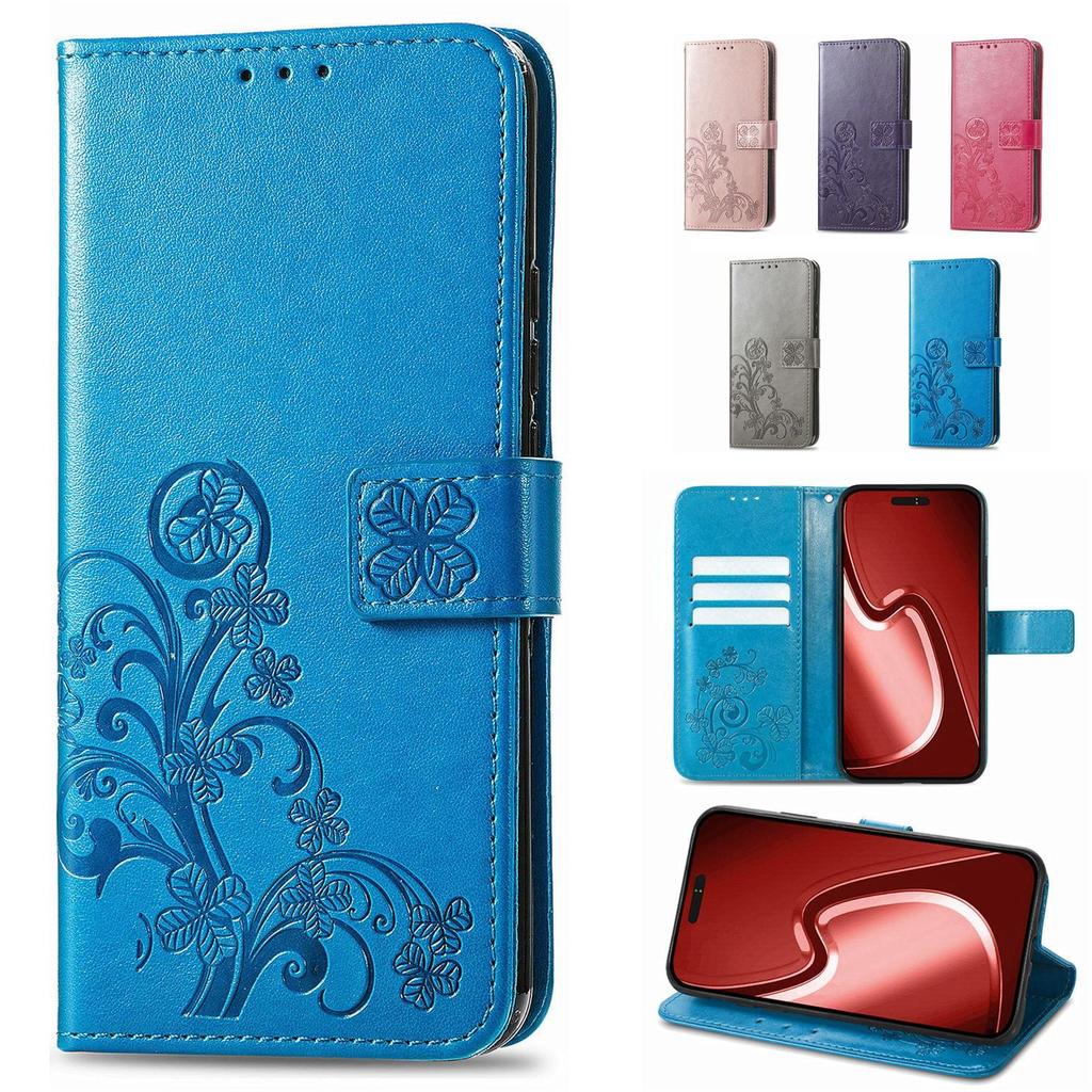 Leather Wallet Flip Case for Huawei Nova 15 14 13 12 12S 11 9 Ultra Pro SE Y72 Y63 Y73 9 Embossed Clover Floral Design
