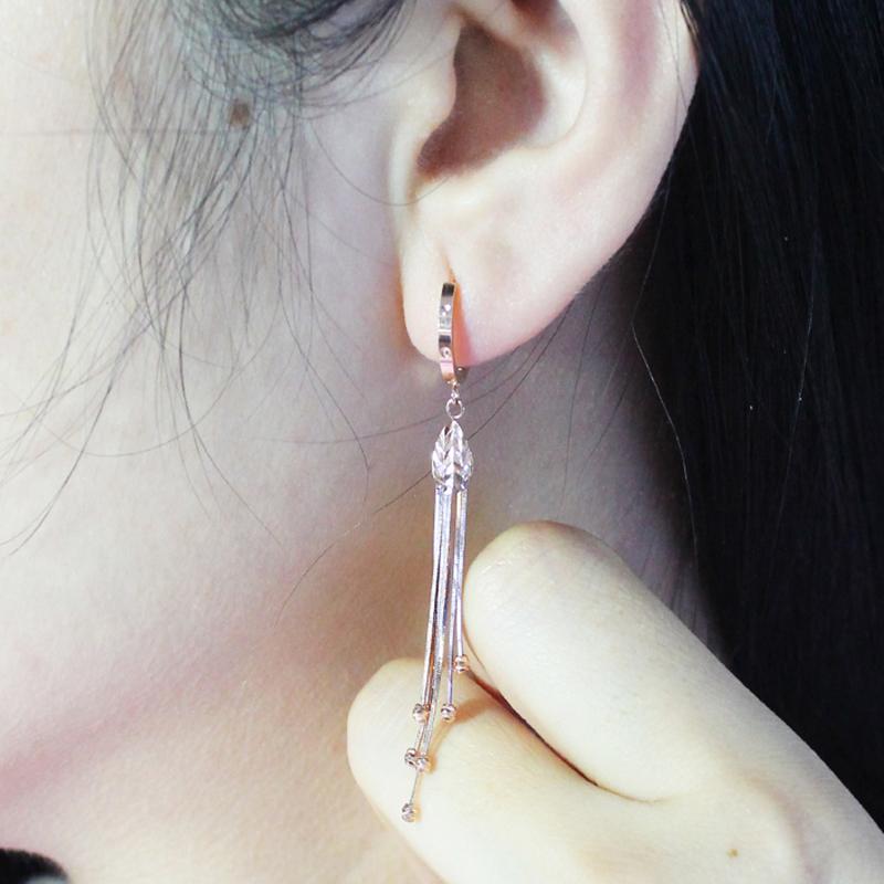 585 фиолетовое золото мягкие цепочки кисточки круглые бусины серьги для женщин изысканные длинные элегантные 14 карат розовое золото высокие свадебные украшения