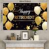 Blulu Retirement Party Decorations, Extra Large Fabric Retire Sign Banner Photo Booth Backdrop Background with Rope for Retirement Party Favor(70.8 x