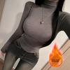 Elegant High Neck Slim Fit Long Sleeve T-Shirt Women's Trendy Base Layer Top Arc Swinging Display Chest Autumn Fashion