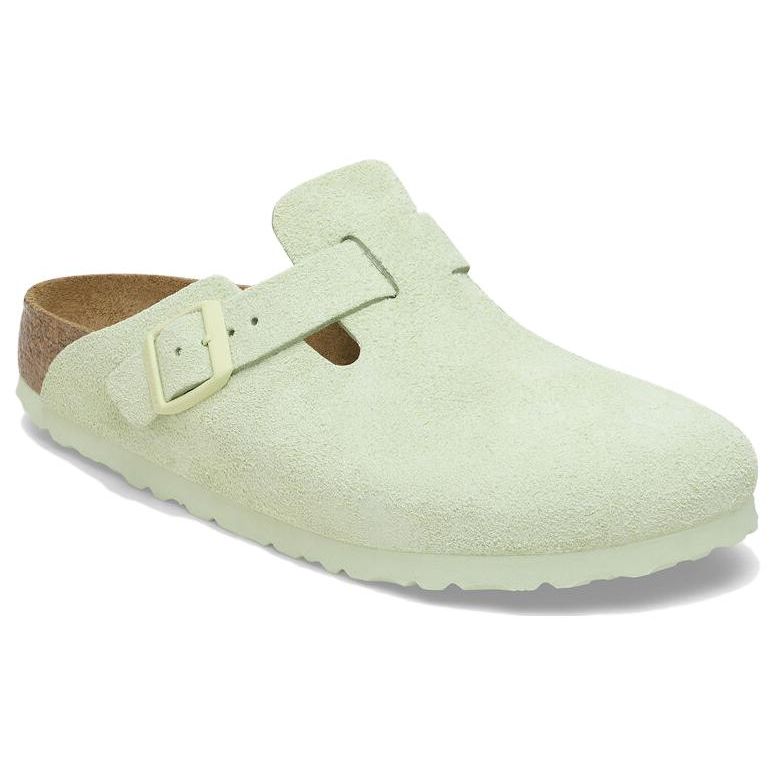Birkenstock Замшевые Удобные Скругленный Носок Универсальные Толстая Подошва Закрытый Носок Тапочки Унисекс Тапочки Светло-Зеленые 1026774