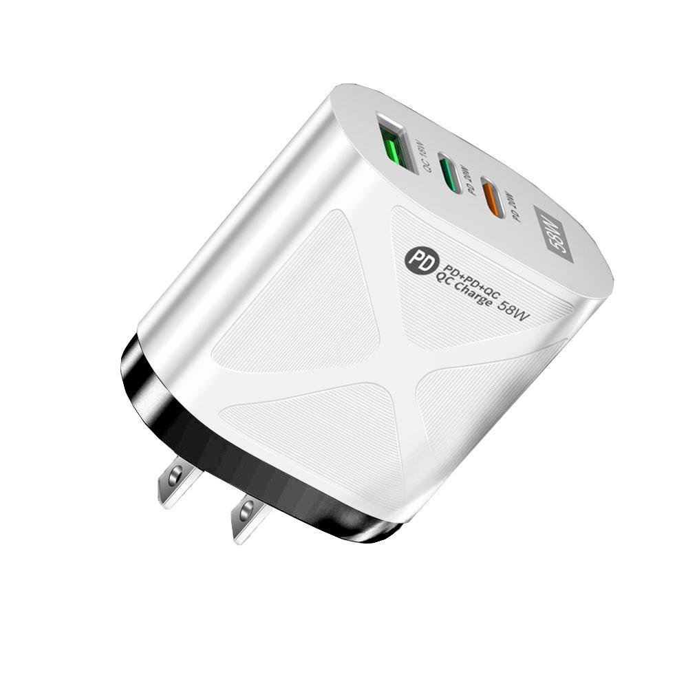 58W Dual Fast Charger with 2PD+QC3.0, EU/US/UK/AU Plugs