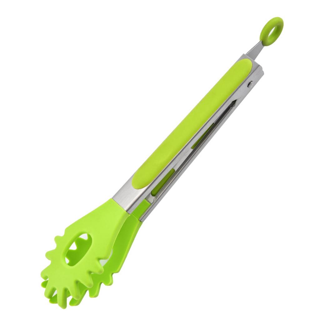 Stainless Steel Handle Non-Slip Silicone Food Serving Tongs Noodles Clamp BBQ Clips Pasta Tools