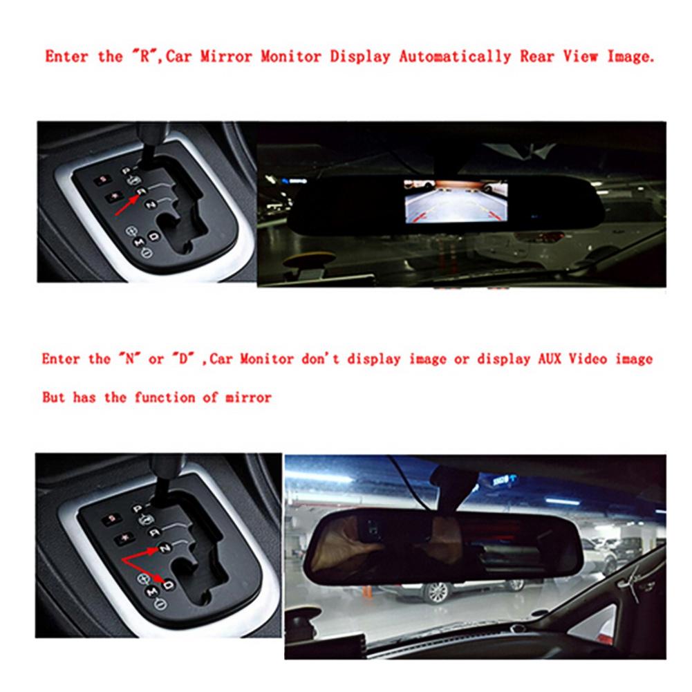 4.3-дюймовый автомобильный монитор заднего вида с зеркалом HD TFT LCD экраном и 2-канальным видеовходом