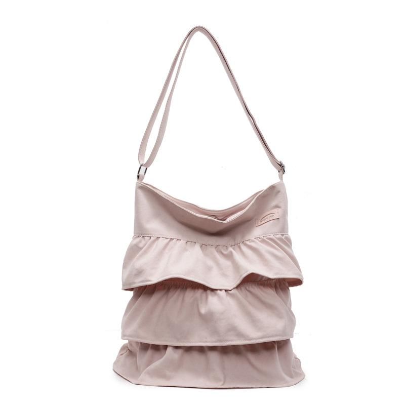 Сумка через плечо с оборками в виде лепестков, женская однотонная сумка-тоут, большая вместимость, сумка через плечо