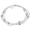 Silver Plated Three-Line Bead Bracelet Korean Fashion Trend Exquisite Bracelet Women's Silver Jewelry Bracelet