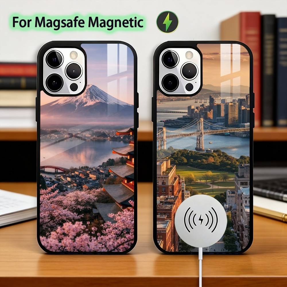 Landscape A-Art Phone Case For iPhone17,16,15,14,13,12,11 Plus,Pro Magnetic For Magsafe Wireless Charging