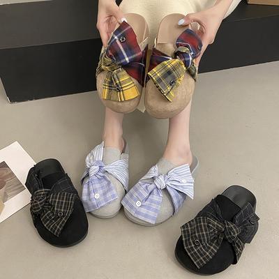 Бантик Баотоу драг женские осенние ретро новые верхняя одежда нишевый дизайн чувство уродливый и милый модные универсальные полушлепанцы прилив