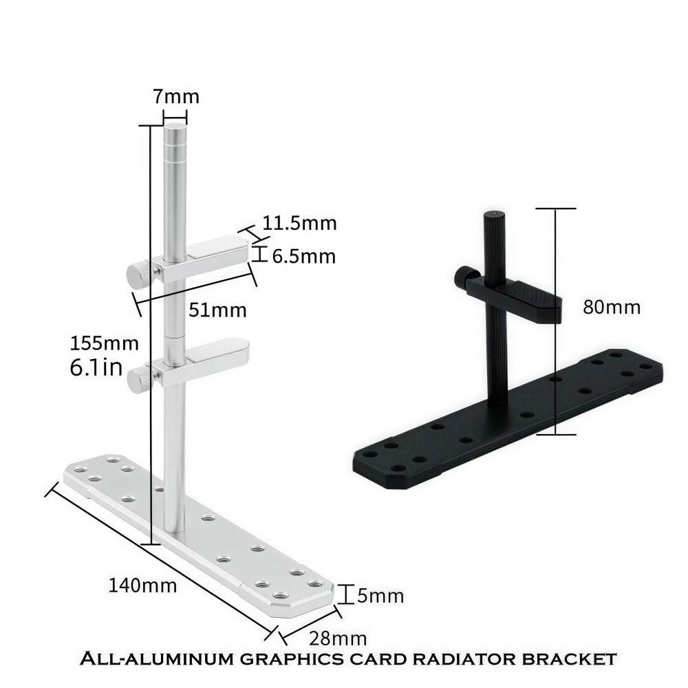 All Aluminum GPU Holder Adjustable DIY Graphics Card Bracket Compatible Fan Universal Graphics Card Base For Computer Case