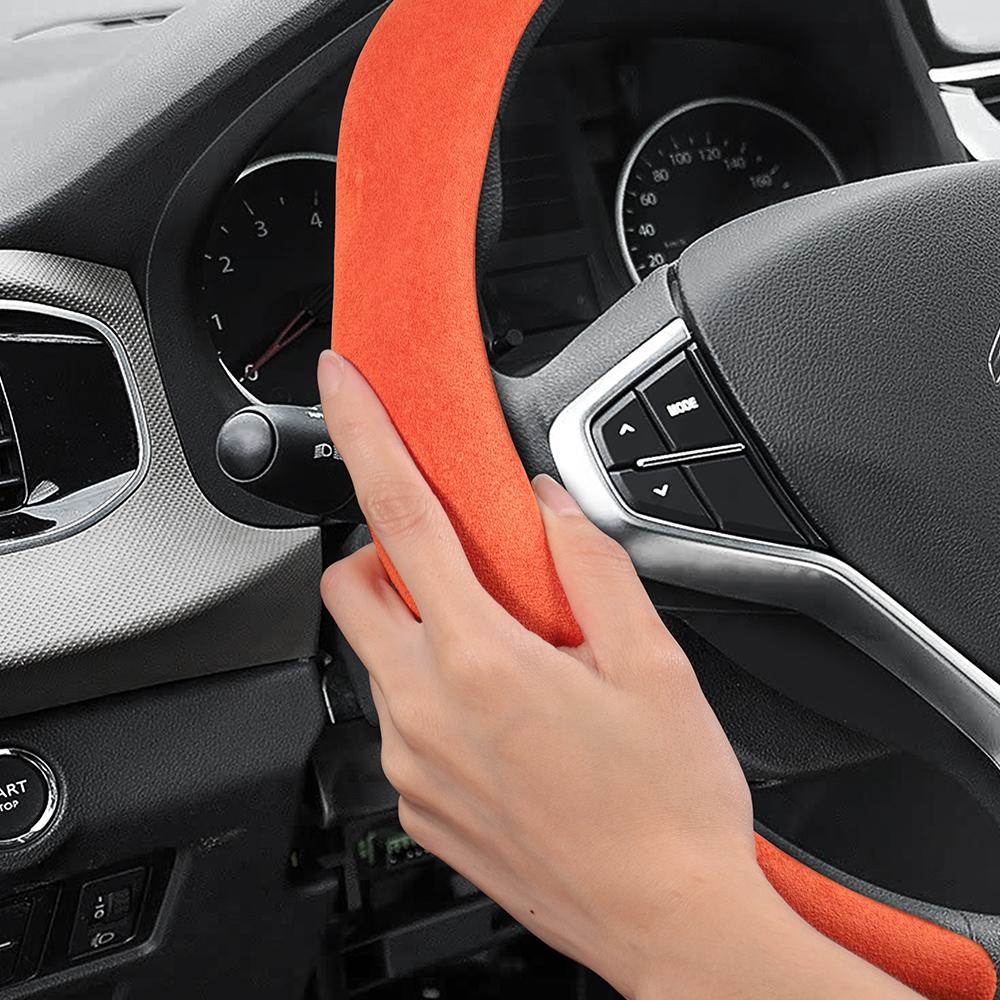 vcxja9 Suitable for Citroen Premium Suede Snap-On Steering Wheel Cover, Non-Slip and Durable, for C3 C4 X Berlingo C5 Aircross Jumper Spacetourer 