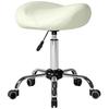 Saddle Chair Height Adjustable Rolling Chair With PU Leather For Massage Spa Clinic Beauty And Tattoo Cream White
