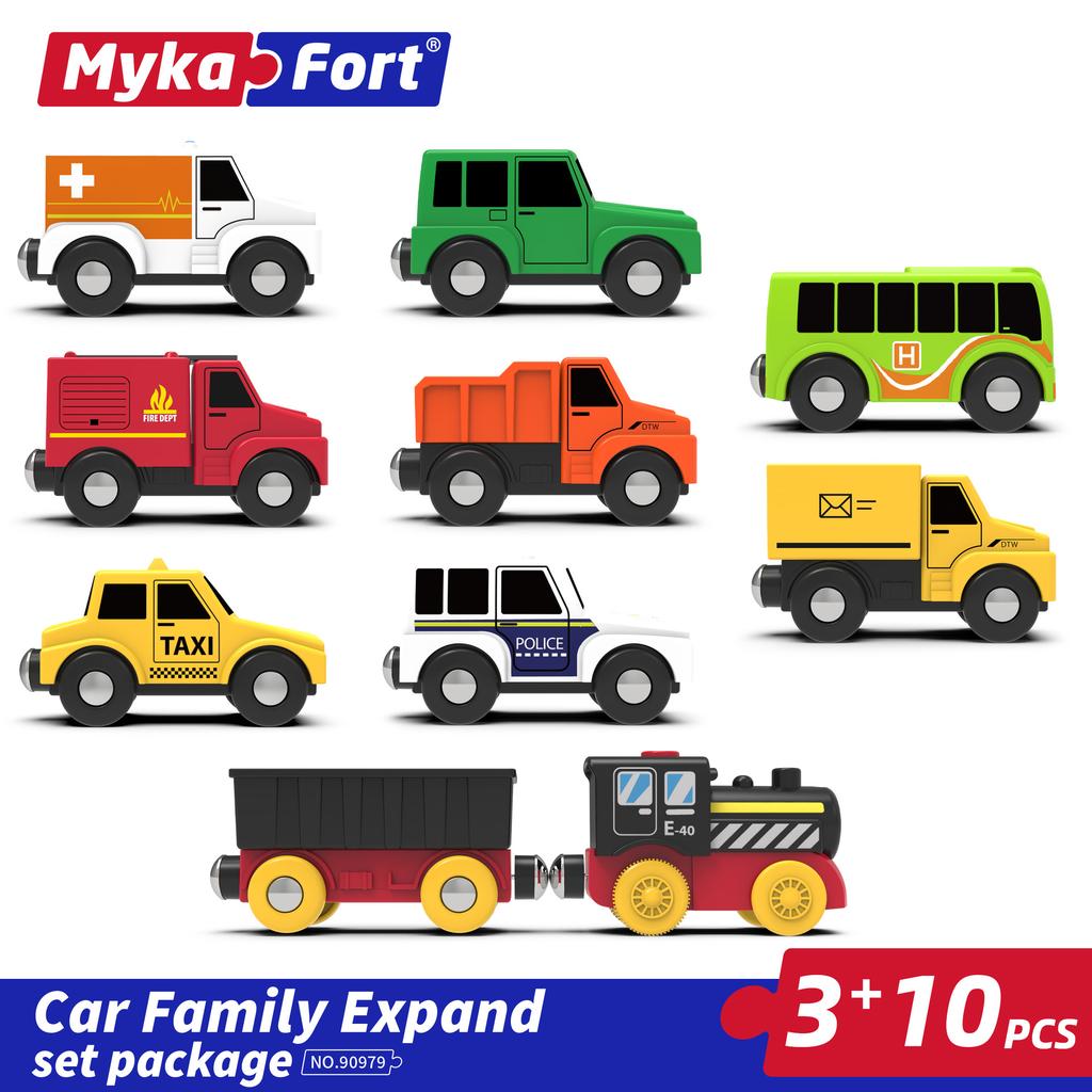 Многофункциональный магнитный симулятор из десяти частей, совместимый с электрическим поездом, деревянные треки, детские игрушки для детей 3-6 лет