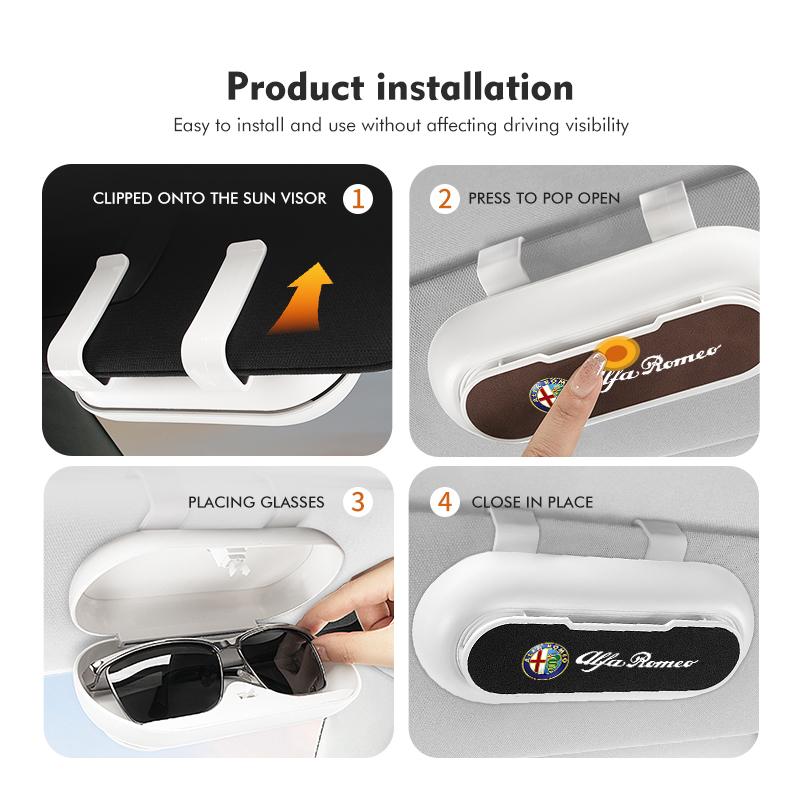 Car Sun Visor Sunglasses Box Storage Case Organize Boxs For Alfa Romeo 159 Giulietta Giulia 147 Mito 156 159 166 GT Stelvio def789