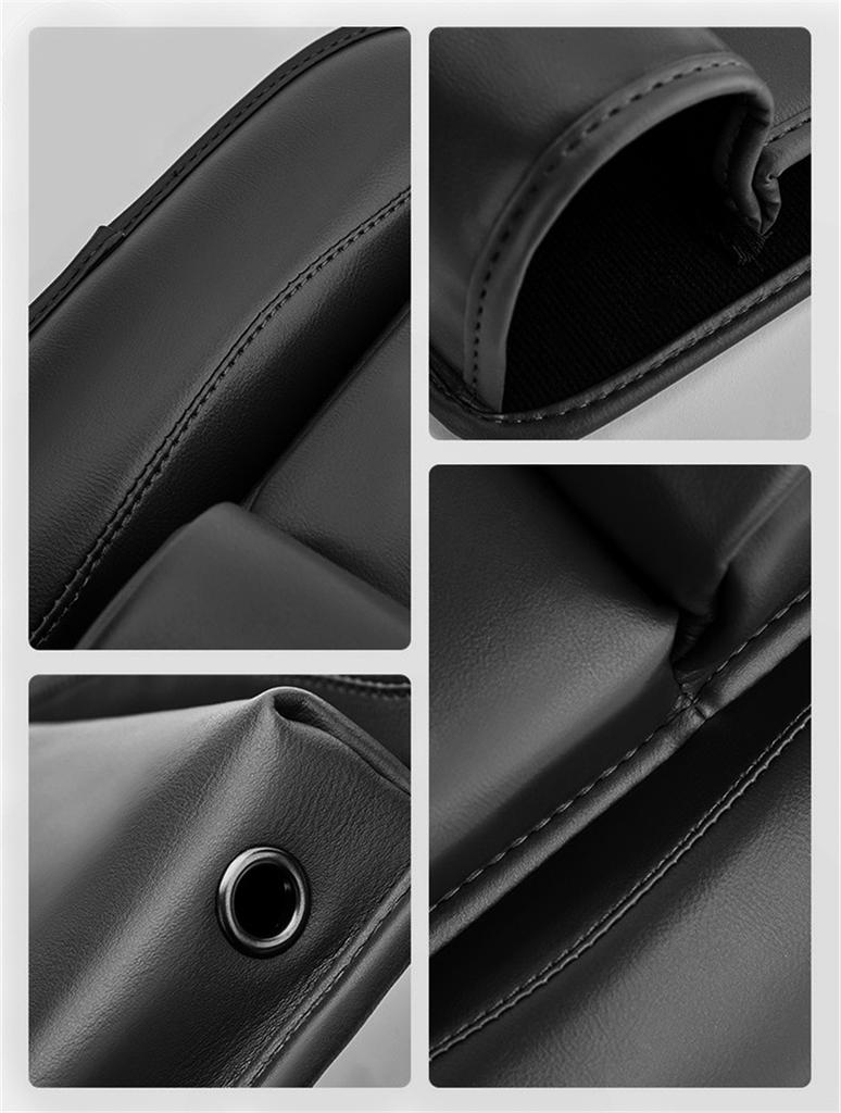 Black PU Leather Left Car Seat Gap Catcher Crevice Filler Storage Box Organizer