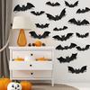 LED Bat Wall Sticker Lighted 3D Bat Decorative Wall Stickers Removable PVC Window Decals for Bedroom Door Wall Halloween Party Decor