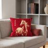 Чехол для подушки на китайский Новый год Год Лошади Красный Чехол для декоративной подушки Лошадь по китайскому зодиаку Декоративная наволочка для дивана, кровати, офиса, автомобиля