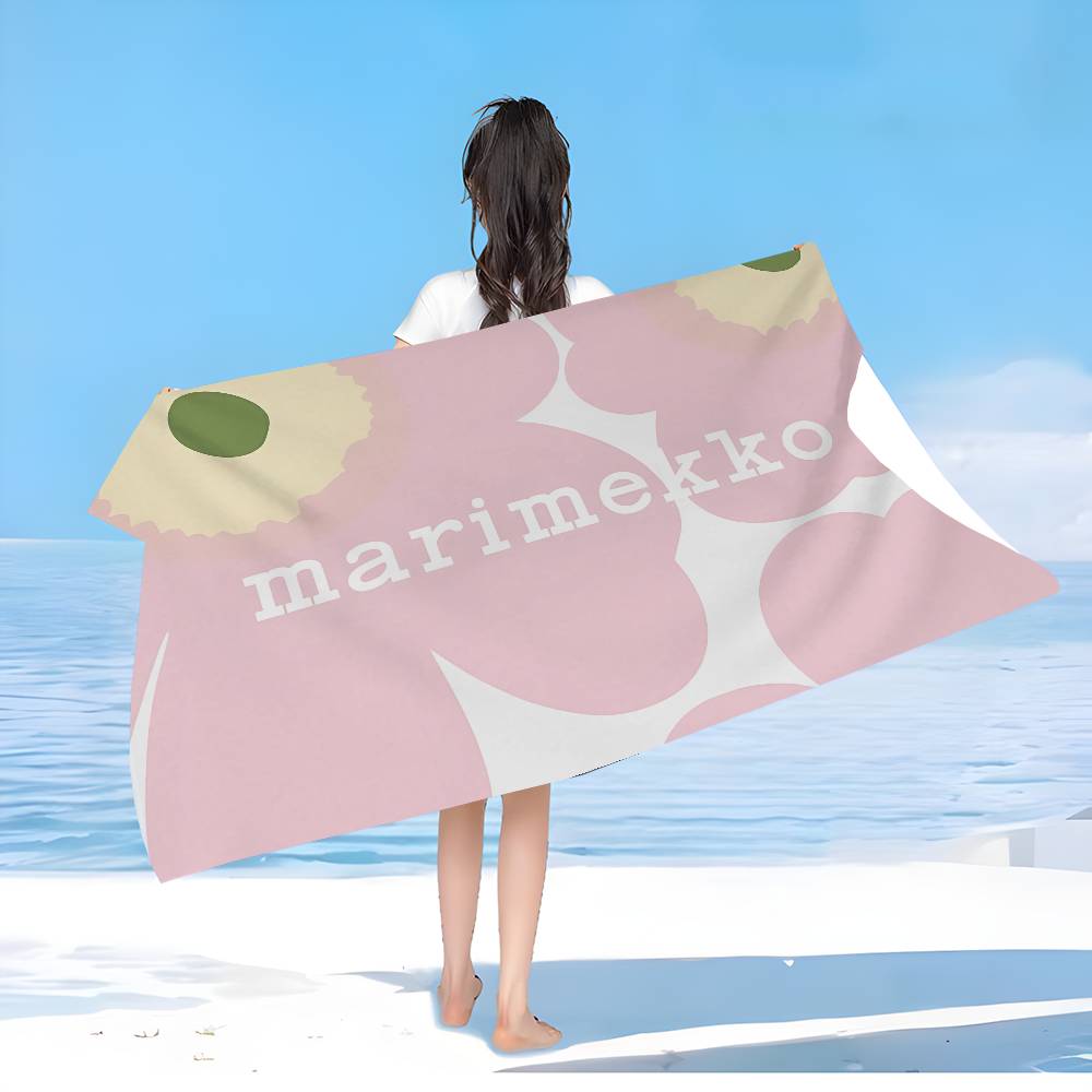 Marimekko-U-Unikko Цветы Микрофибра Пляжное полотенце Впитывающее Быстросохнущее Мягкое Полотенце для йоги, плавания, курорта, альпинизма
