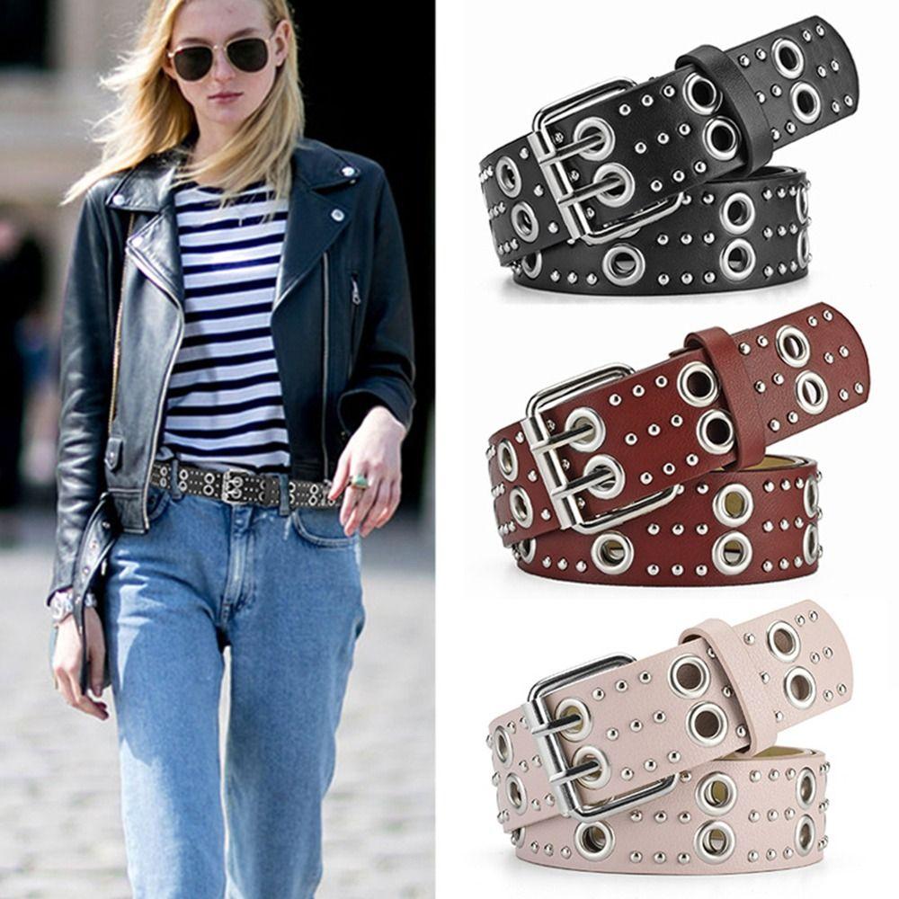 Personality Jeans Dress Hip Hop Fashion Waist Strap Waist Belt PU Leather Belt Rivet Waistband