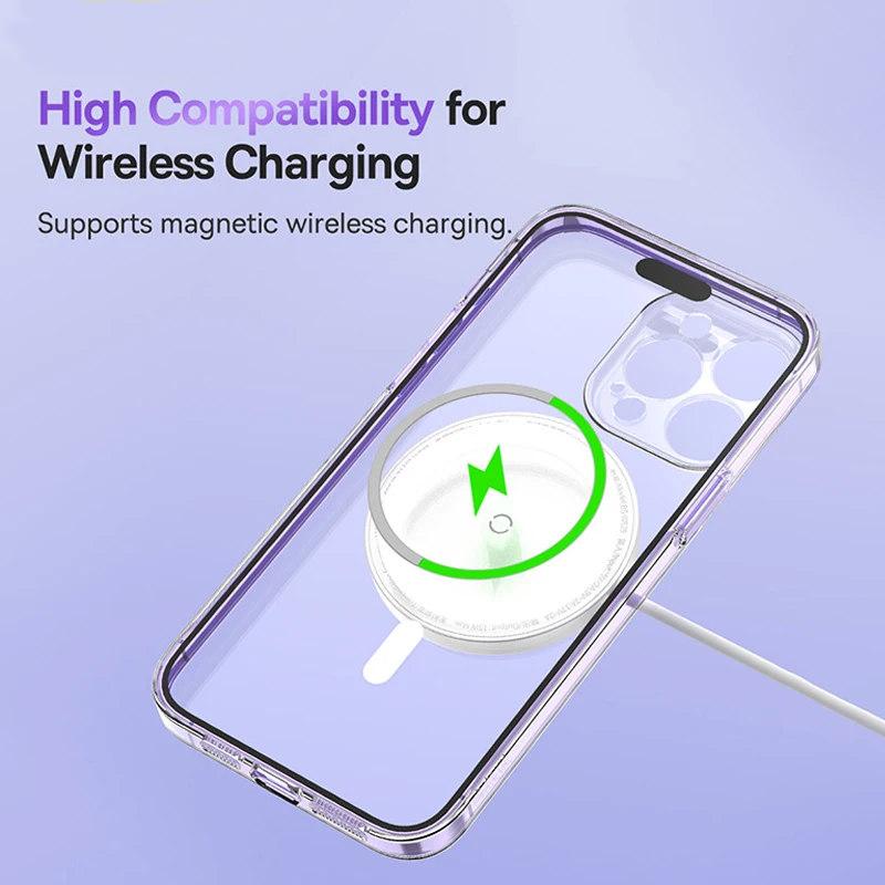 Magnetic Case for iPhone 15 14 Pro Max Support Wireless Charging Case for iPhone 13 12 11 Pro Clear Protective Cover Case
