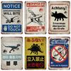 Beware of Dinosaurs Funny Vintage Metal Tin Sign Triceratops Plaque Wall Decor Garden Farm House Outdoor Decoration Caution Sign