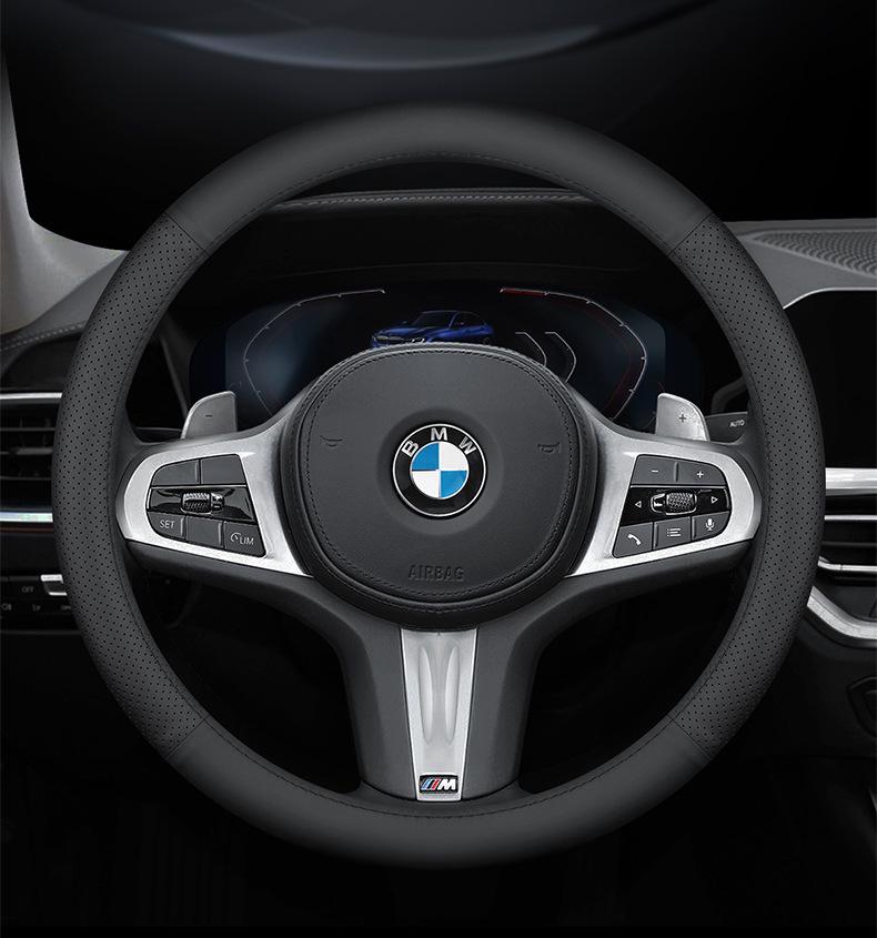 BMW Genuine Leather Anti-Slip Steering Wheel Cover for 3, 5 Series, X1, X2, X3, 320li, 525 Models