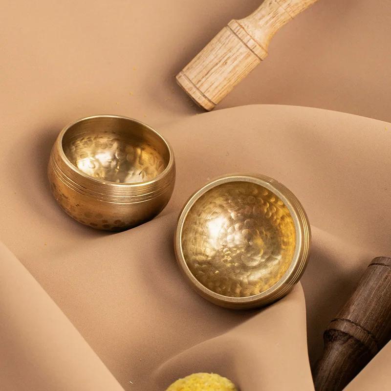 Mini Singing Bowl Portable Small Tibetan Bowls Nepal Handmade Meditation Sound Healing Mindfulness Spiritual Copper Percussion Musical Instrument