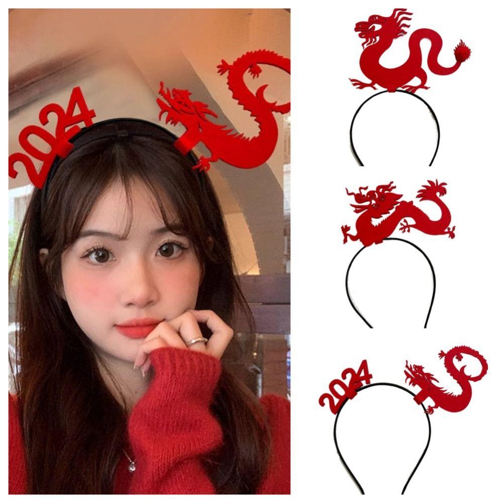 Mascot Dragon 2024 Happy New Year Headband Cartoon New Year Hairband Lovely Dragon Headband Girl
