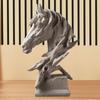 Resin Figurine for Home Decor Gift Horse Head Statue Office Desk Cabinet Gray