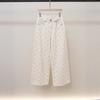 Elegant White Wide-Leg A-Line Denim Pants With Rhinestone Bow Detail High-Waisted Straight Cut Women