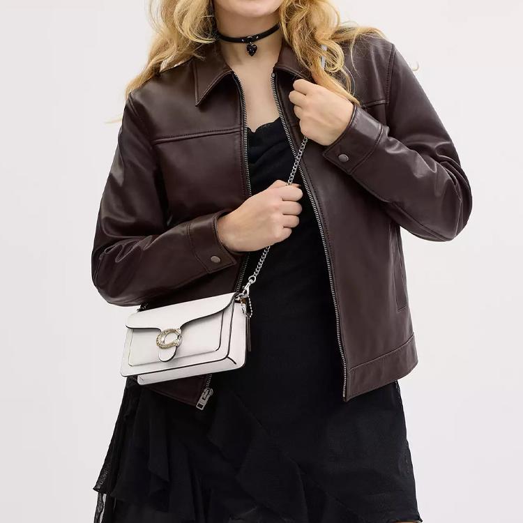 Coach Полосатая 20 Сумка-кроссбоди на плечо Маленькая из телячьей кожи с клапаном и съемной цепочкой Женские сумки Меловой-Белый CX245-LHCHK