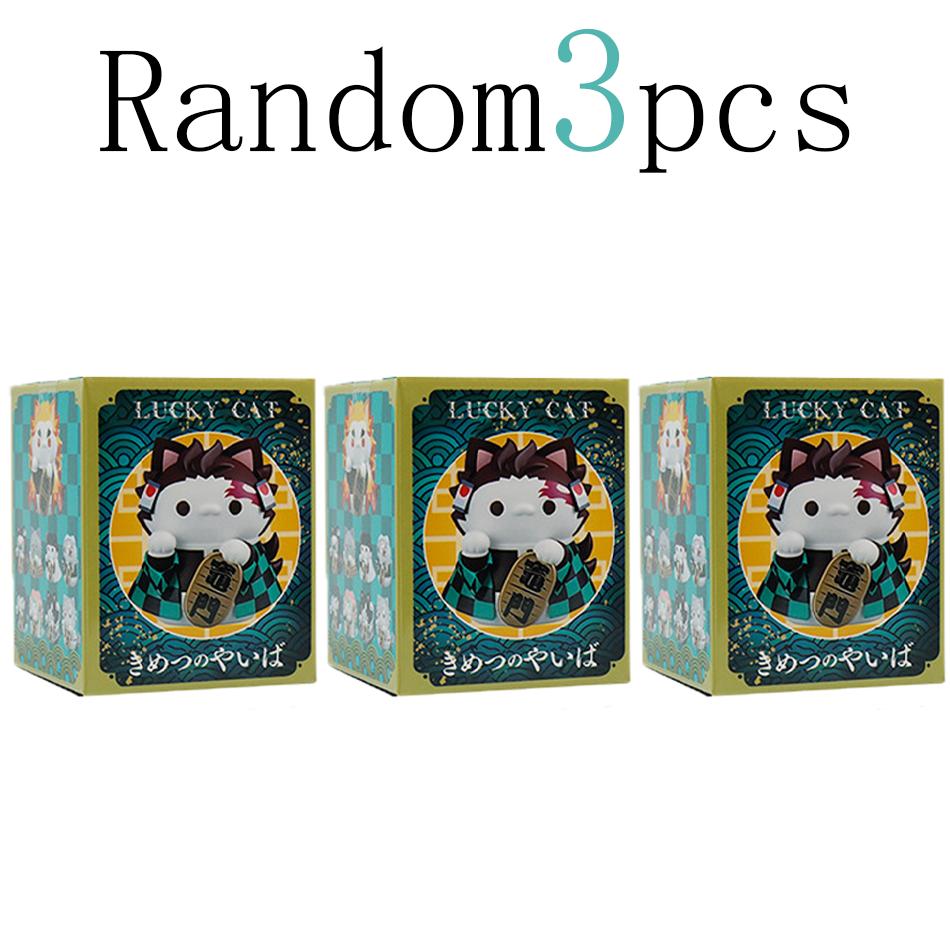 1-8PCS Anime Figure Demon Slayer Figures Doll Lucky Cat Series Blind Box Mini Figurine Warrior Action Figure Model Toy Gifts
