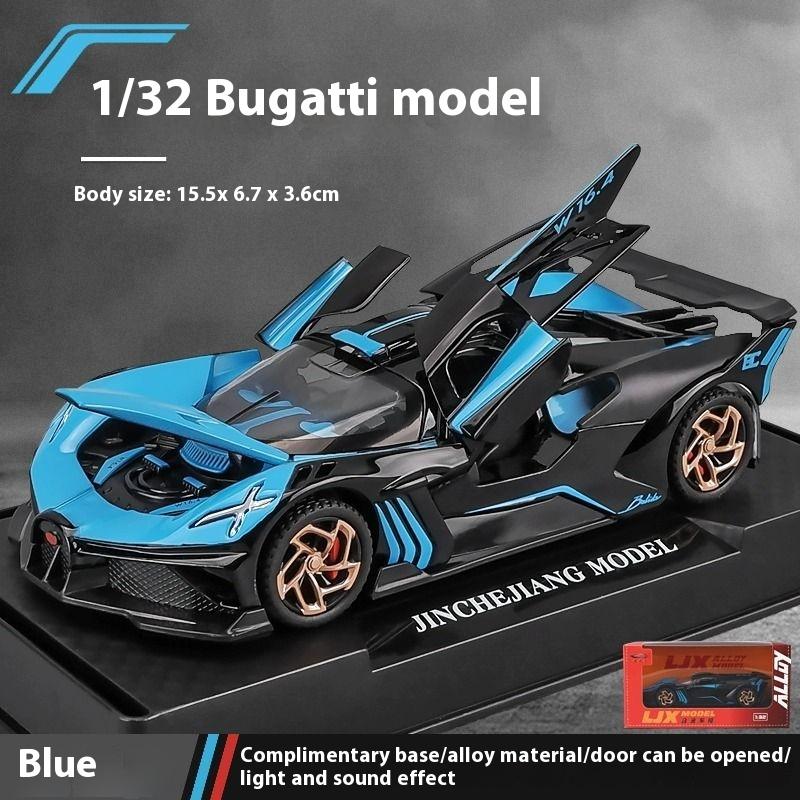 1/32 Bugatti Bolide Миниатюрная модель автомобиля GT Литье под давлением Металлический сплав Звук и свет Оттяжный механизм Детская игрушечная машинка Подарки на день рождения Мальчик
