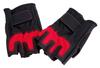 Lezax Driving Gloves, Half-Finger Synthetic Leather Mesh with Non-Slip Backing, Black/Red, LZGL-6951