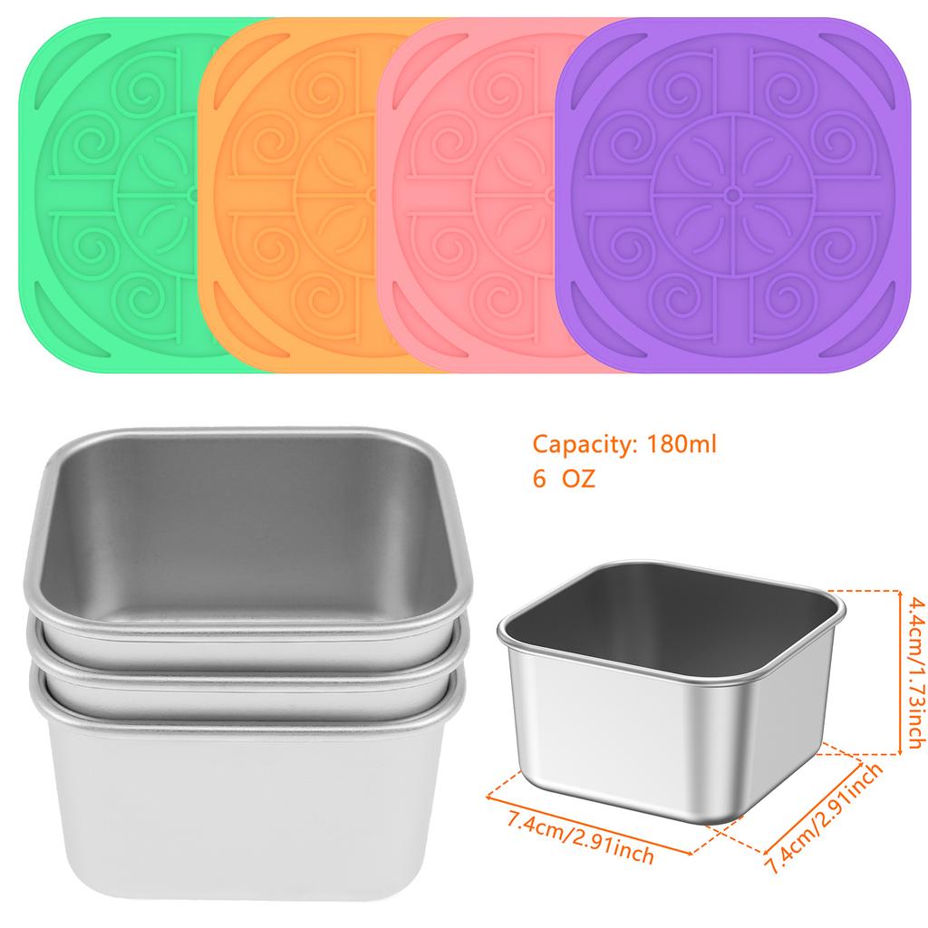4 шт. 2/6 унций контейнер для закусок из нержавеющей стали салатница с силиконовыми крышками герметичная портативная штабелируемая заправочная коробка для хранения продуктов