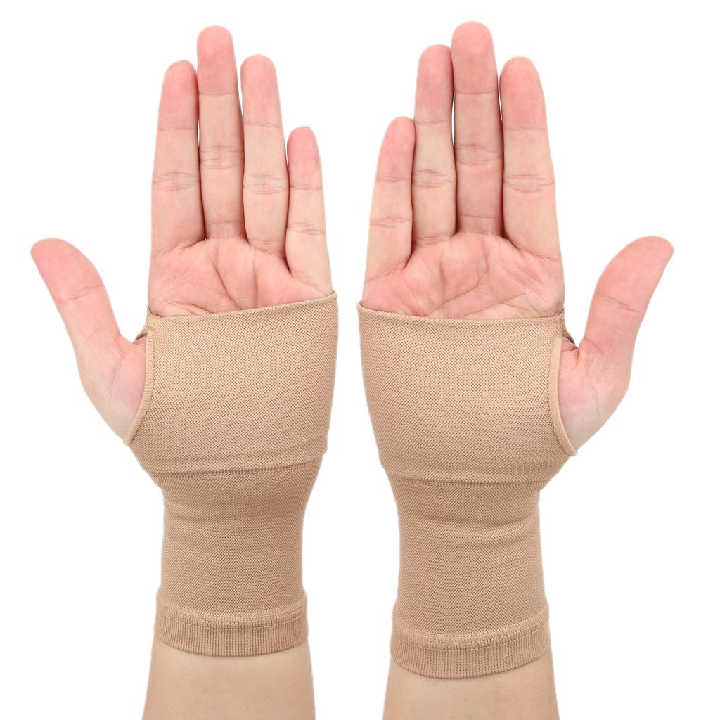 1 Pair Set Wrist Protective Brace Carpal Tunnel Support Fingerless Arthritis GlovesSkin Color