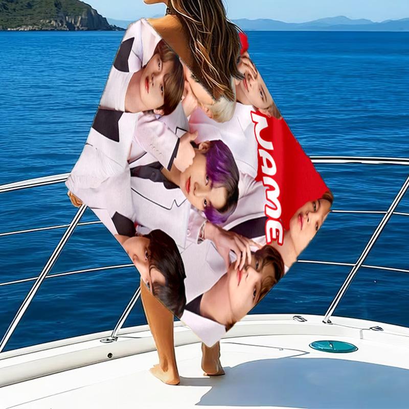 Custom Name K-pop Stars Formal Attire Microfiber Beach Towel Super Soft & Absorbent for Bath, Beach, Travel  Bath Time Accessory, Fan gifts