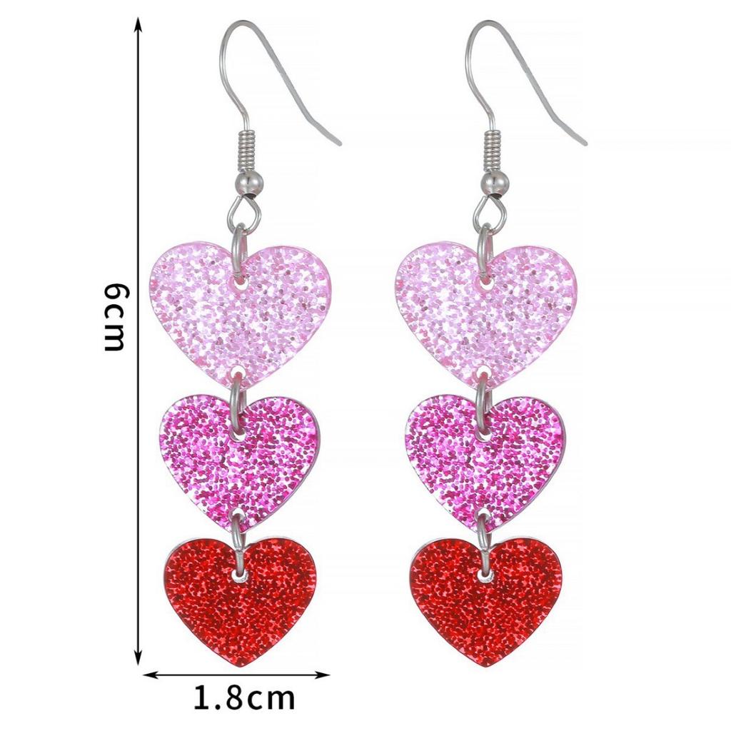 Милые акриловые 2D-серьги в форме сердца розового и красного цвета на День святого Валентина для женщин в подарок девушке