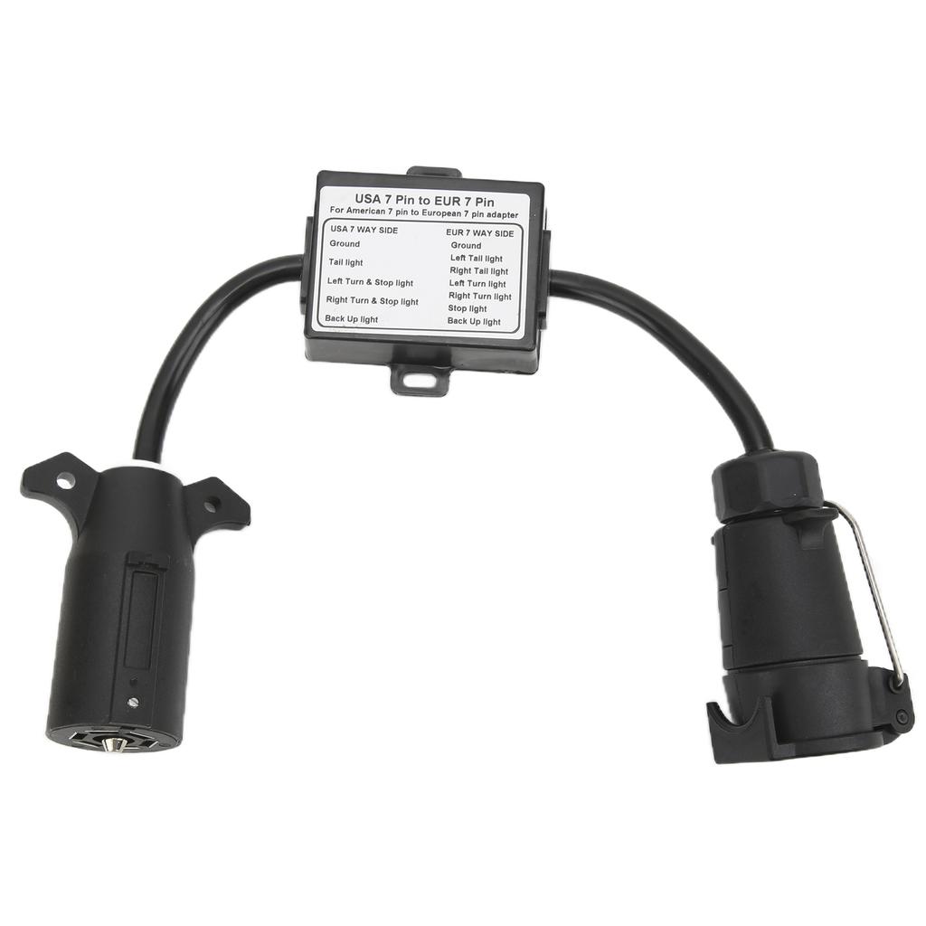 Trailer Connector American 7 Pin Blade to European 7 Way Round for Caravan Boat Bike Carriers
