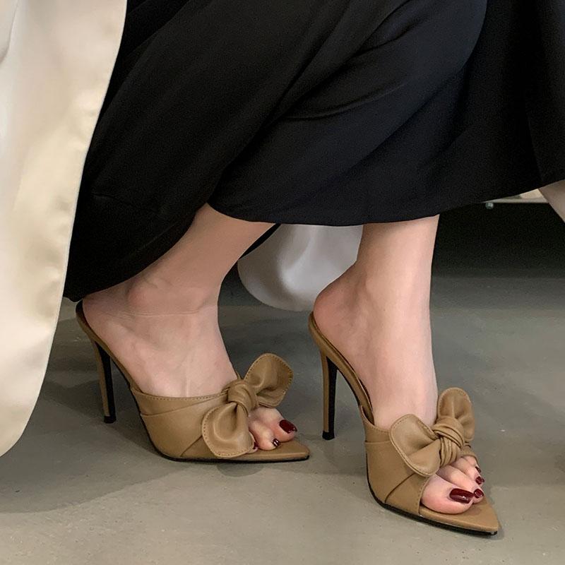 Мода Мода Сандалии на супервысоком каблуке с бантом-бабочкой для женщин Женская обувь с острым носком Женская обувь Сандалии на каблуке Шлепанцы Туфли-лодочки