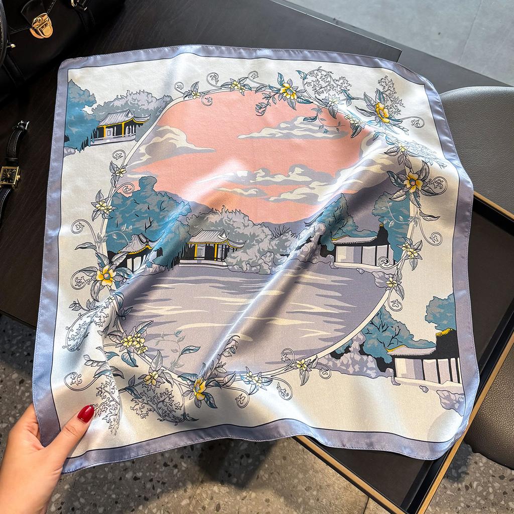 Fashion 100% Real Silk Headscarf Square Scarf For Women Shawl Foulard Hijab Headband Wrap Bandana Neck Bufanda Echarpe