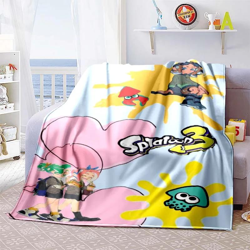 3D Game, Splatoon, Fashion Cute Cartoon Soft Plush Blanket, Flannel Blanket Game Player Bedroom Bed Sofa Nap Blanket grinch