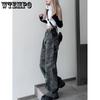 Spring New Camouflage Workwear Jeans for Hot Girls High Street Loose High Waisted Wide Leg Pants