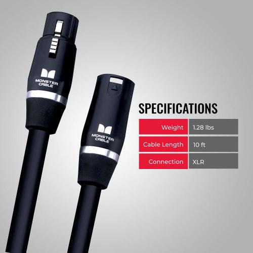 MONSTER CABLE Microphone Cord, XLR Male to XLR Female, 10 Feet, for Studio Pro 2000 Mic, SP2000-M-10, 600573