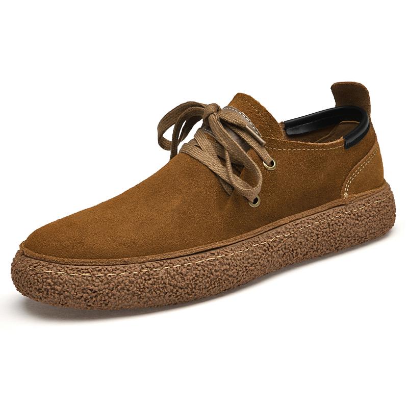Fashion 2024 British Style Fashionable Brown Men's Lace Up Loafers Massage Sole Comfortable Men's Suede Shoes Versatile Flat Shoes