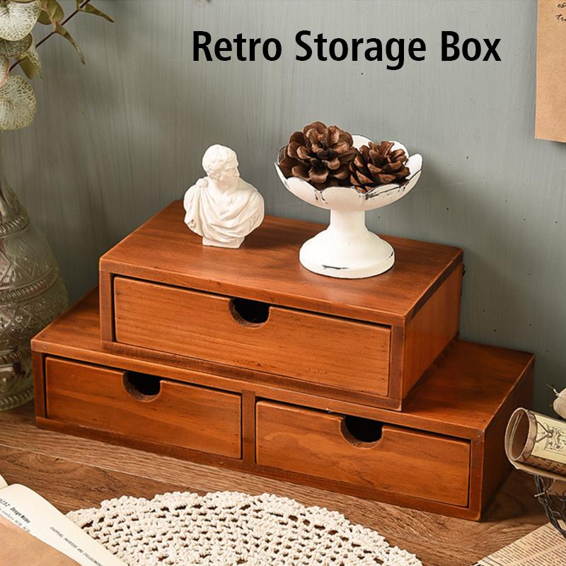 1 Set Wooden Jewelry Storage Cabinet Desktop Sundries Finishing Storage Box Dresser