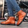 Мужские ботинки ручной работы из натуральной кожи Ретро ботинки Мужская натуральная кожа Большая мужская обувь Высокий верх