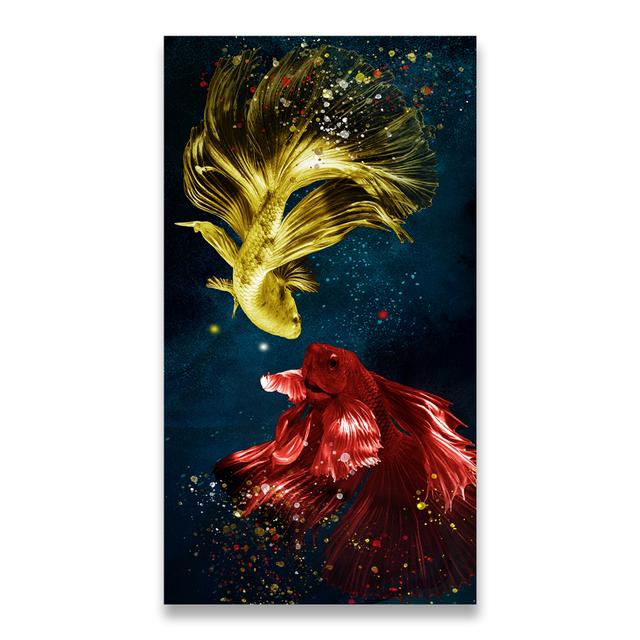Китайский стиль золотой кои холст картина настенное искусство фэн-шуй рыба печать плакатов карп лотос пруд картина комната Hoom Декор Куадрос без рамки