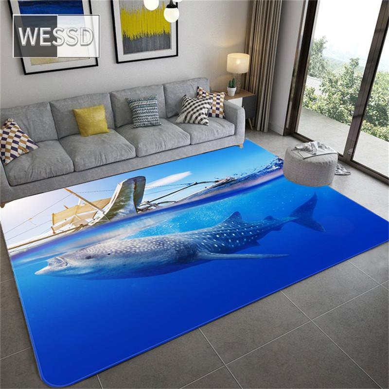 3D коврик с узором акулы для спальни, большой ковер с морскими животными, коврик для гостиной, материал из губки, ковер для комнаты, ковер для спальни для мальчиков