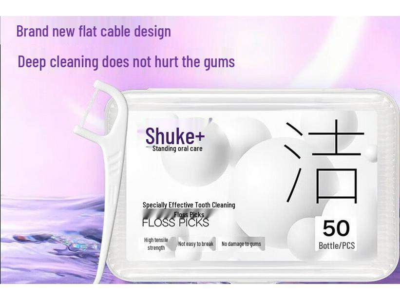 Зубочистки с нитью Suke+ Flat, 50 шт.