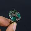 Tree Of Life Lab-Created Emerald Gemstone Copper Wire Wrapped Handmade Jewelry Ring Foe Woman